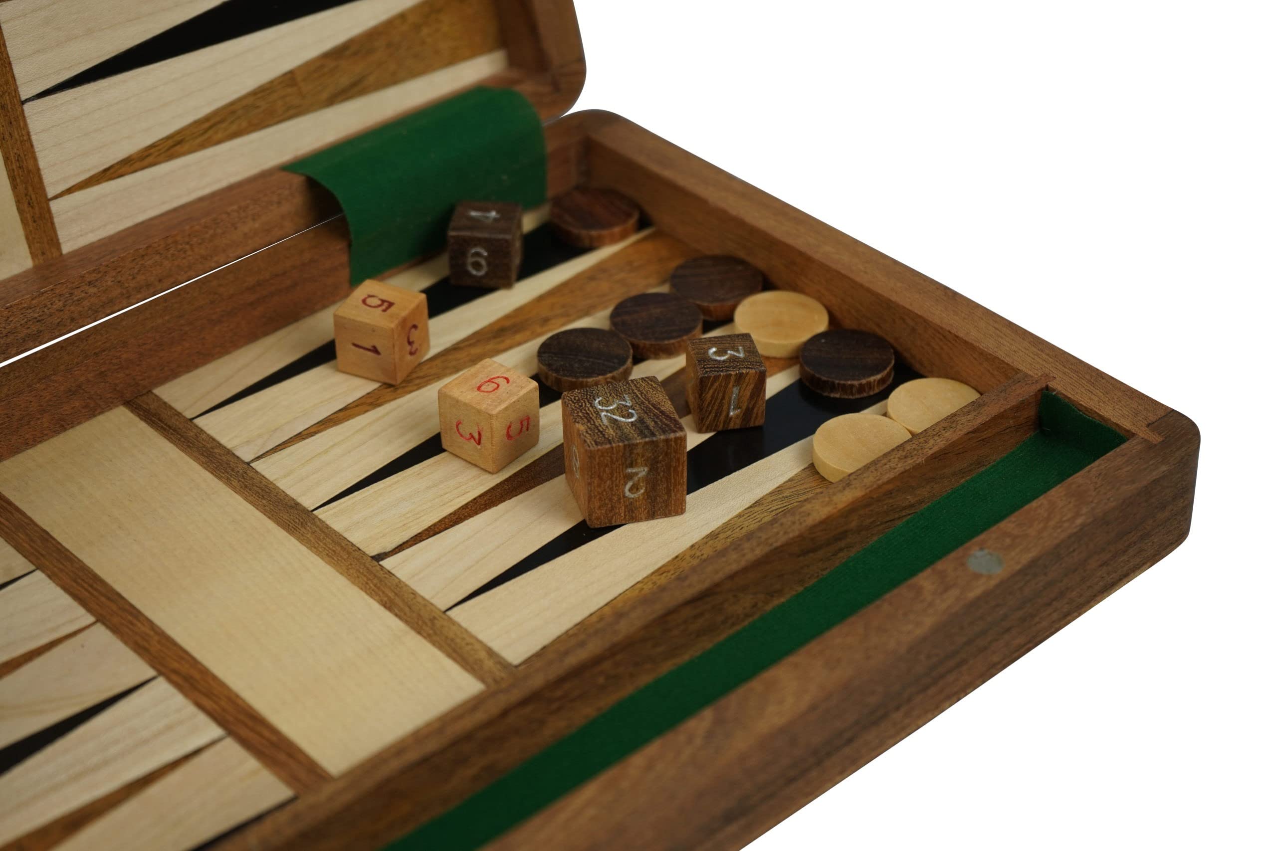 Ensemble de backgammon en bois massif 25,4 cm