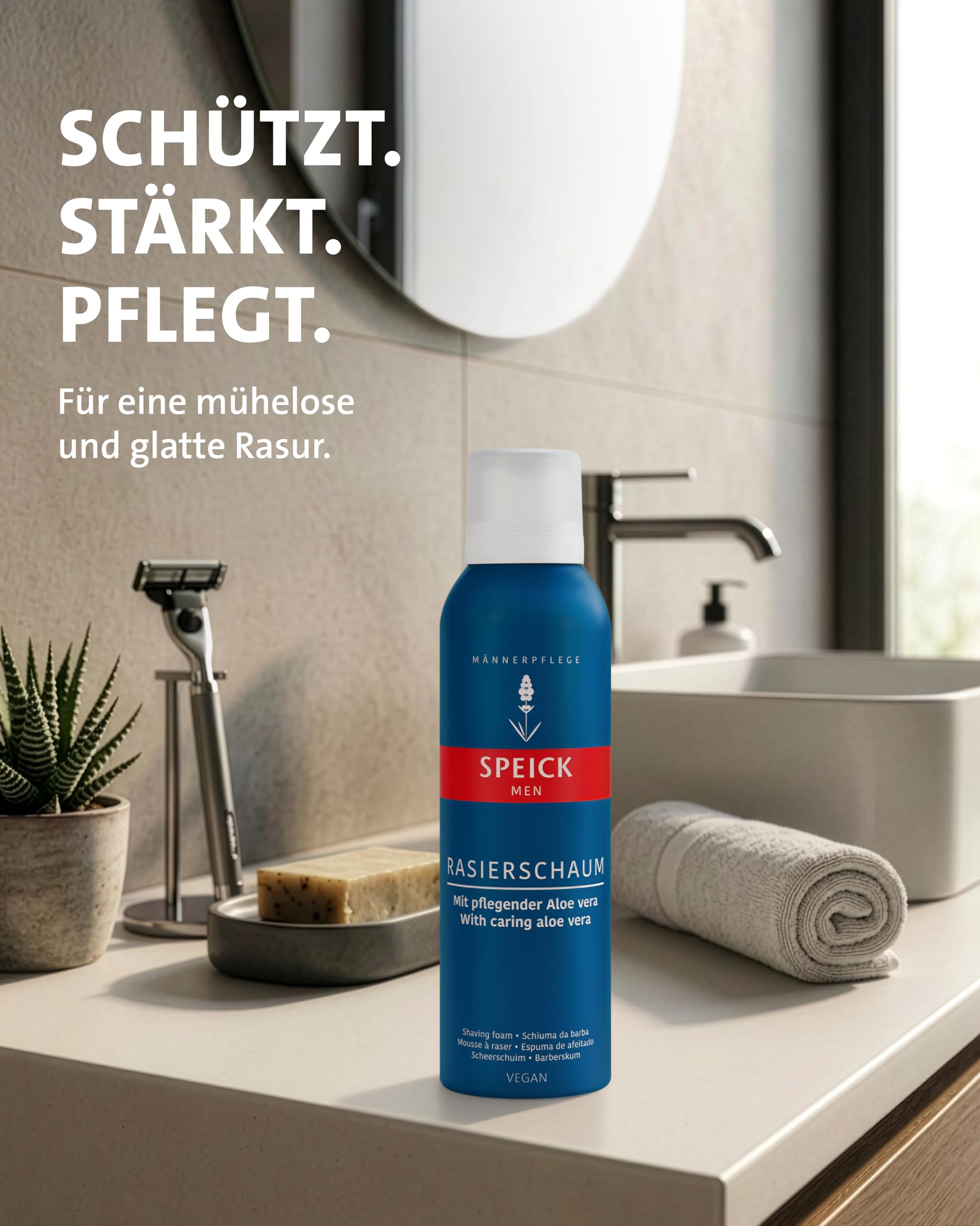 Speick Rasierschaum 10er Pack 10x200 ml für Herren mit Aloe Vera Duft für empfindliche Haut