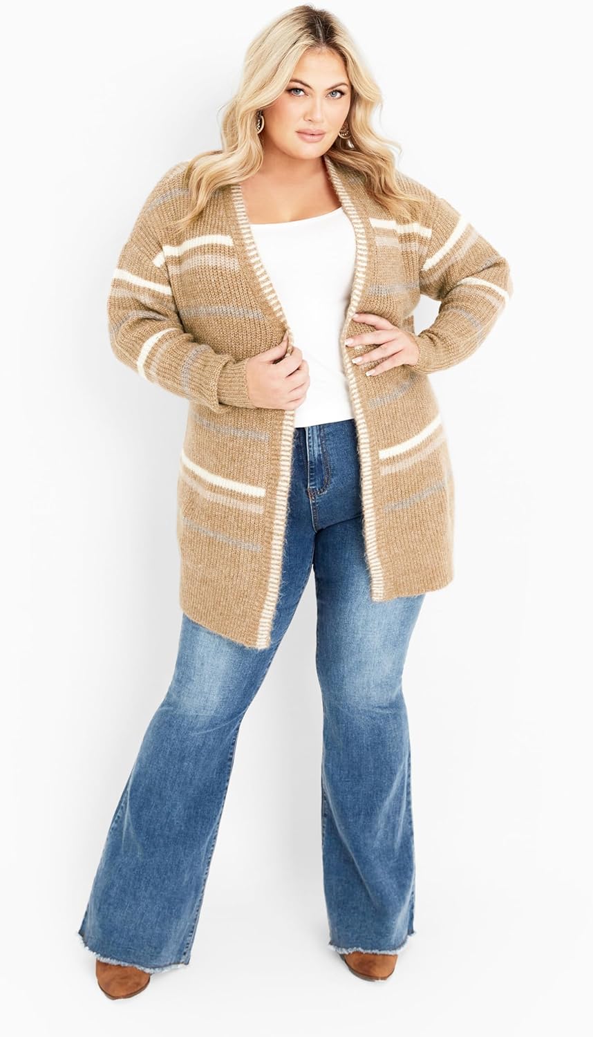 Avenue Womens Skye Stripe Cardigan - Image 2