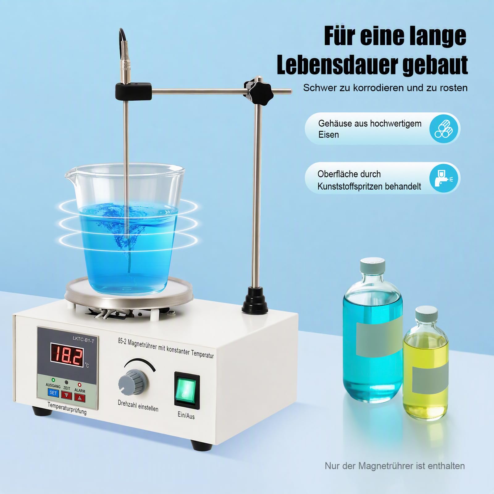 Magnetrührer Heizplatte 250W 2000ml 0-2000rpm Digital EU