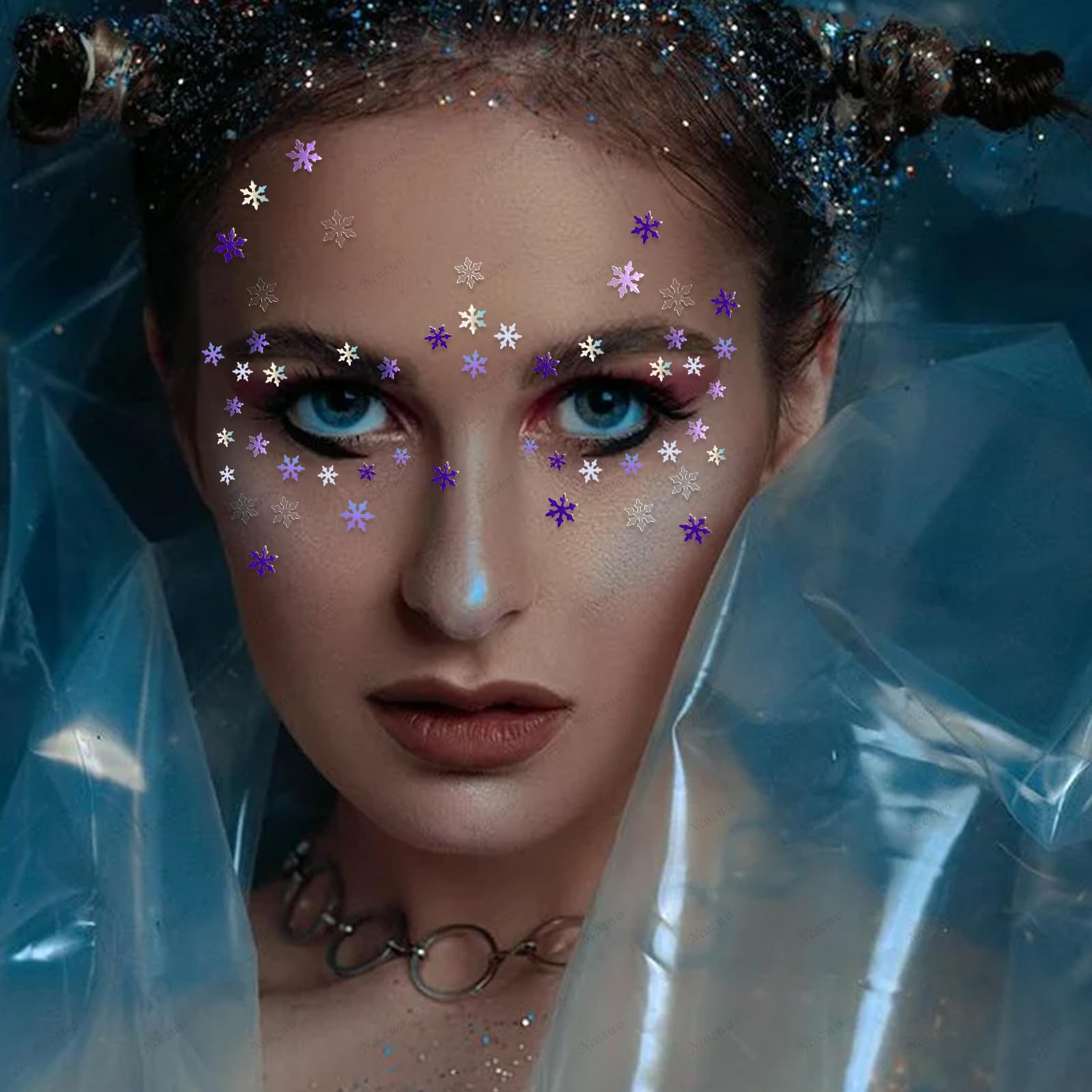 Snowflakes Glitter Sequins Makeup Face Stickers Winter Fairy Glitter Snowflakes Sequins Face Jewels Gems 6 Boxes 3D Laser Holographic Nail Art Christmas Sequins for Nail Art Decals Carnival Party