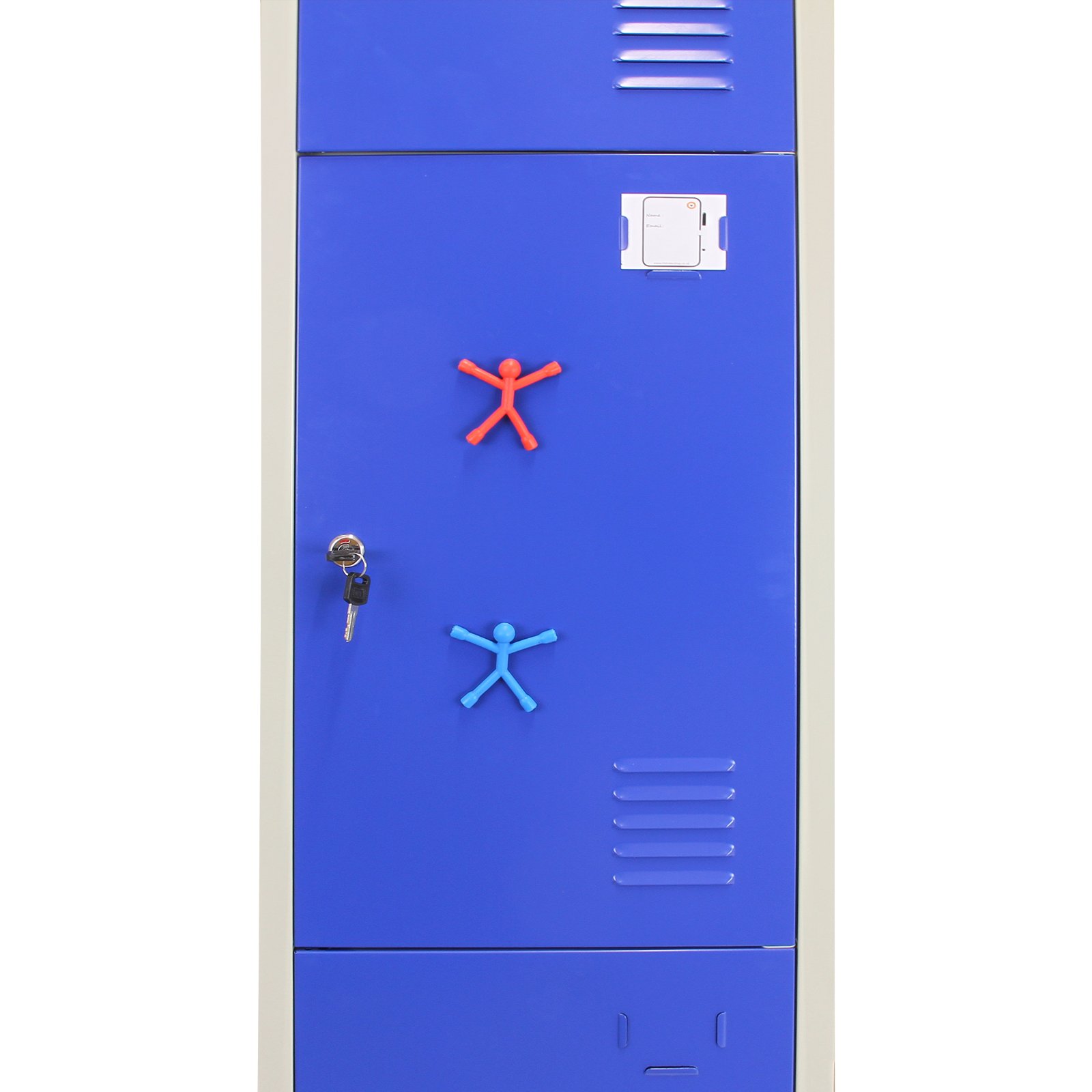 MonsterShop - 3 Taquillas Metálicas para Montar con 3 Puertas Azules 45x114x180cm con Estantes llaves Imanes Portatarjetas Nombre Casilleros Metalicos Metal Locker Escuela Gimnasio Vestuario y Oficina
