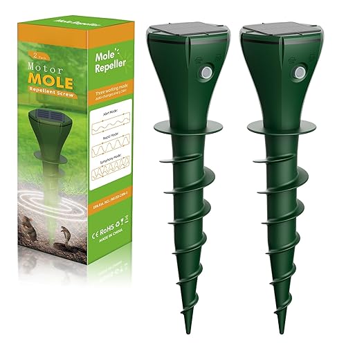 Anti Taupe Solaire, 2 Pièces Répulsif Taupe Vibration et Ultrasons,