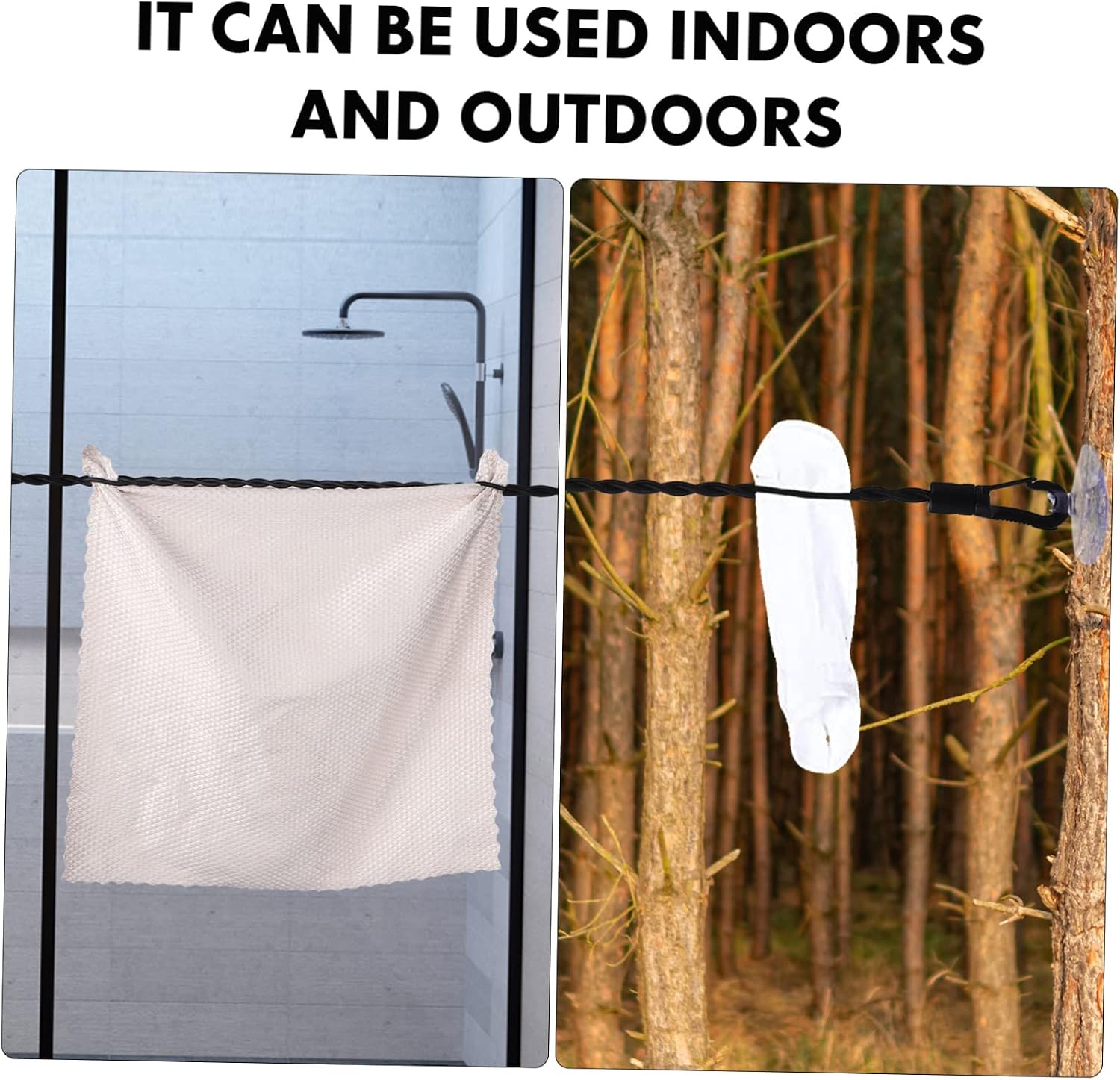 4pcs Portable Retractable Clothesline with Hooks and Cups Travel Clothesline with Clips for Outdoor and Indoor Drying for Camping and Rv Use