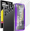 Milomdoi 4 Pack Screen Protector for Samsung Galaxy S24 Plus 6.7 Inch with 4 Pack Tempered Glass Camera Lens Protector, Ultra 9H Accessories, Case Friendly, Mounting Frame, 2.5D curved, transparent
