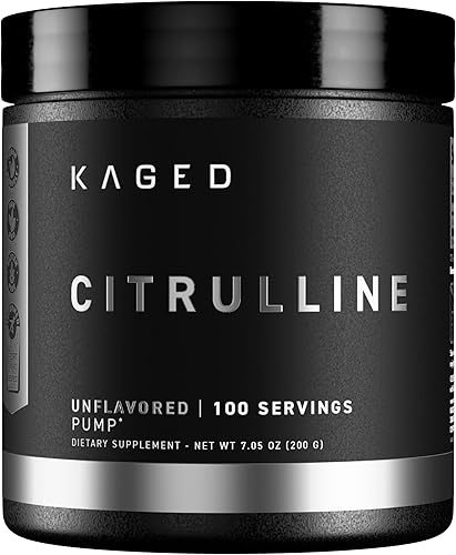 Kaged Polvo de L-citrulina | Sin sabor | Bombas mejoradas | Mejora la vascularidad muscular | Incrementa el óxido nítrico | Suplementos para hombres
