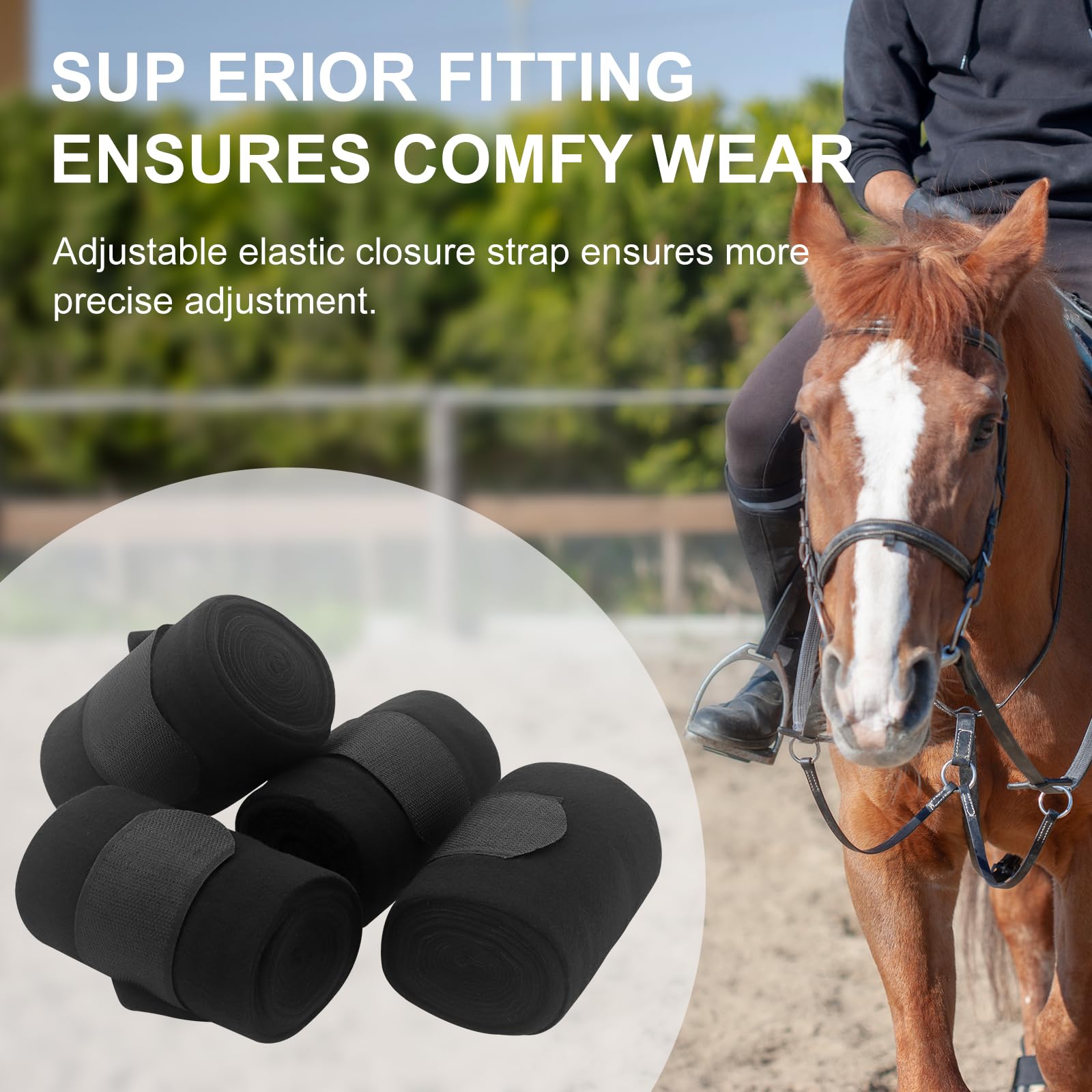 4 polainas de malla para caballo, vendajes para patas de caballo, polainas para caballos