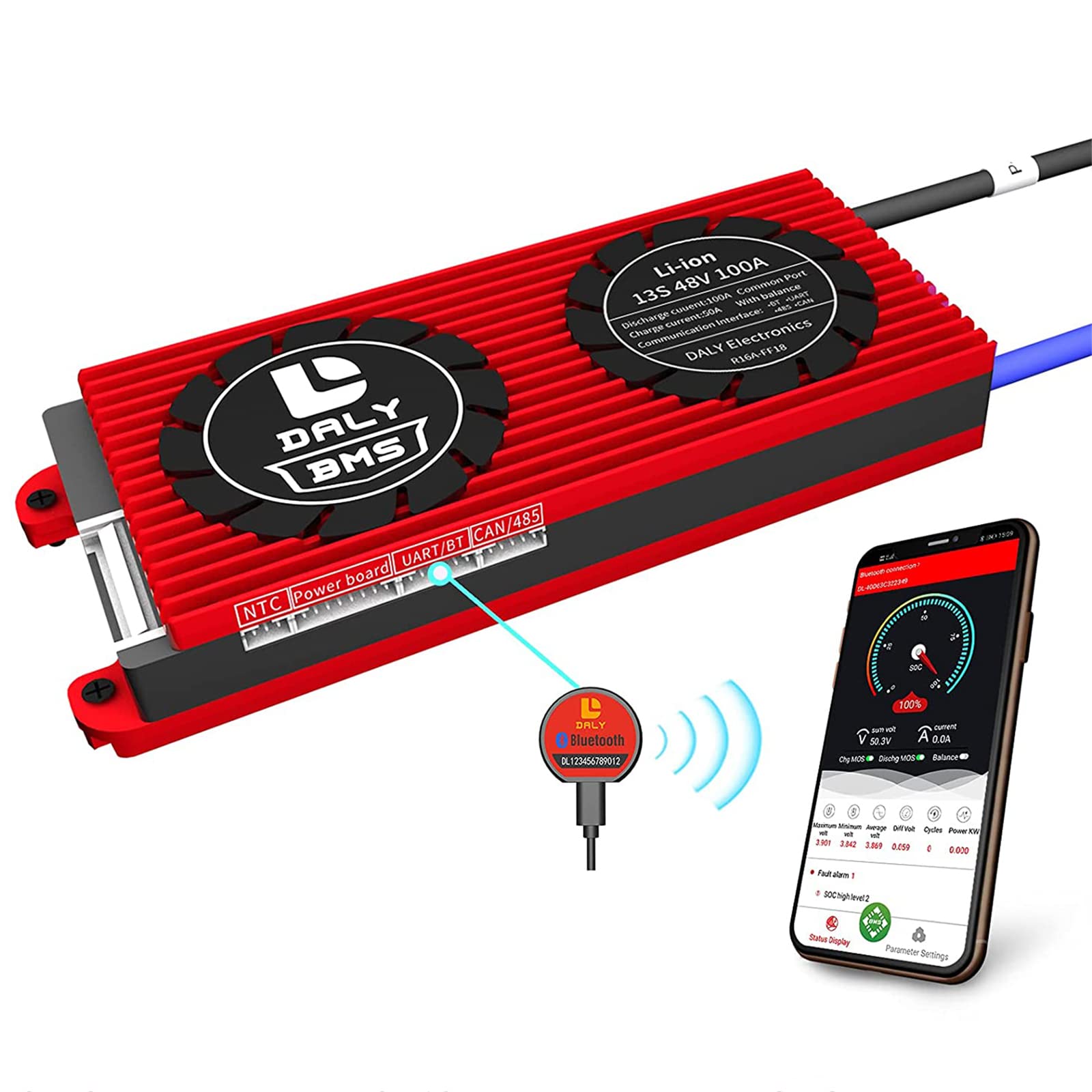 Buy 13S 48V 30A-500A DALY BMS PCB Battery Protection Board for Li-ion ...