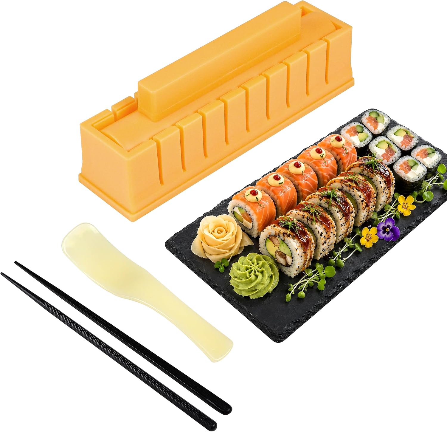 Sushi Mold Roller Maker 3 in 1, Beginner Kit with Chopstick Spoon DIY Press