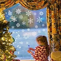 Vista 8 de Decora 48 piezas de calcomanías de copo de nieve de Navidad para ventanas de vidrio, decoraciones de calcomanías de ventana para oficina