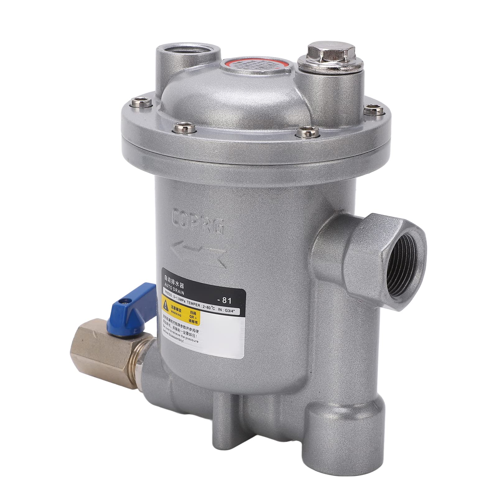Escurridor de agua para tanque de aire 80 Diseño flotante con interfaz G 1/2 pulg. y bola flotante de acero inoxidable - Válvula de drenaje automática con carcasa de aleación de (ADTV-81 G3/4")