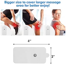 LiteTour 10-Pack Large TENS Electrode Pads - 3.5mm Snap Connectors - High Conductivity, Reusable Electrodes Pads for TENS Massager and Muscle Stimulation