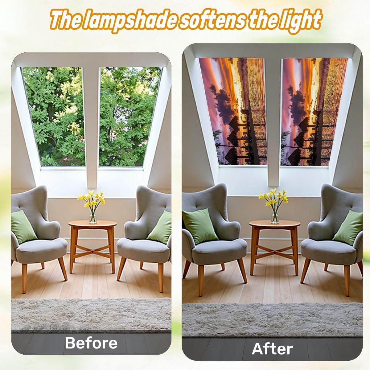 Fluorescent Light Covers for Ceiling Lights Beautiful Sunset Reflecting Water Fiji Easy to Install Magnetic Light Filter for Classroom Office Hospitals School Home Decor