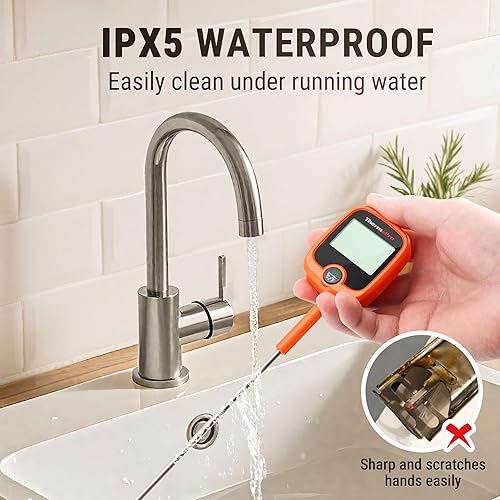 Miniatura 4 de ThermoPro TP509 - Termómetro de caramelo con clip para olla, sonda de 10 pulgadas de largo, termómetro de comida para carne de lectura instantánea