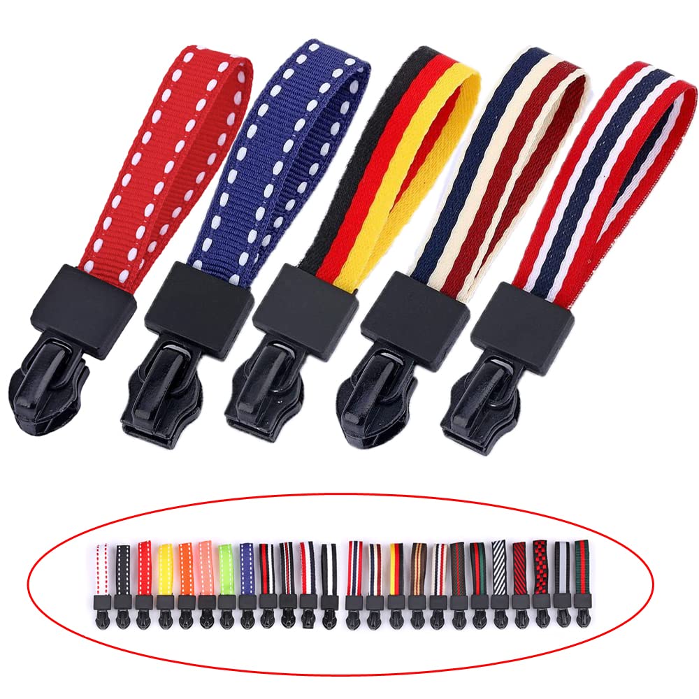 TorSor 5 Pack Webbing Ribbon Zipper Pull Replacement Sliders Reverse Installation for Zip Bag Jackets Repair Kit Head Closed End Fasteners Rope Tag Tent Backpack DIY Sewing Tool