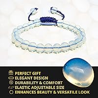 Vista 234 de Adjustable Crystal Bracelet – Gemstone Bead Bracelet with Adjustable Macrame String – Chic Gemstone Bracelet for Men and Women – 8mm Round Healing