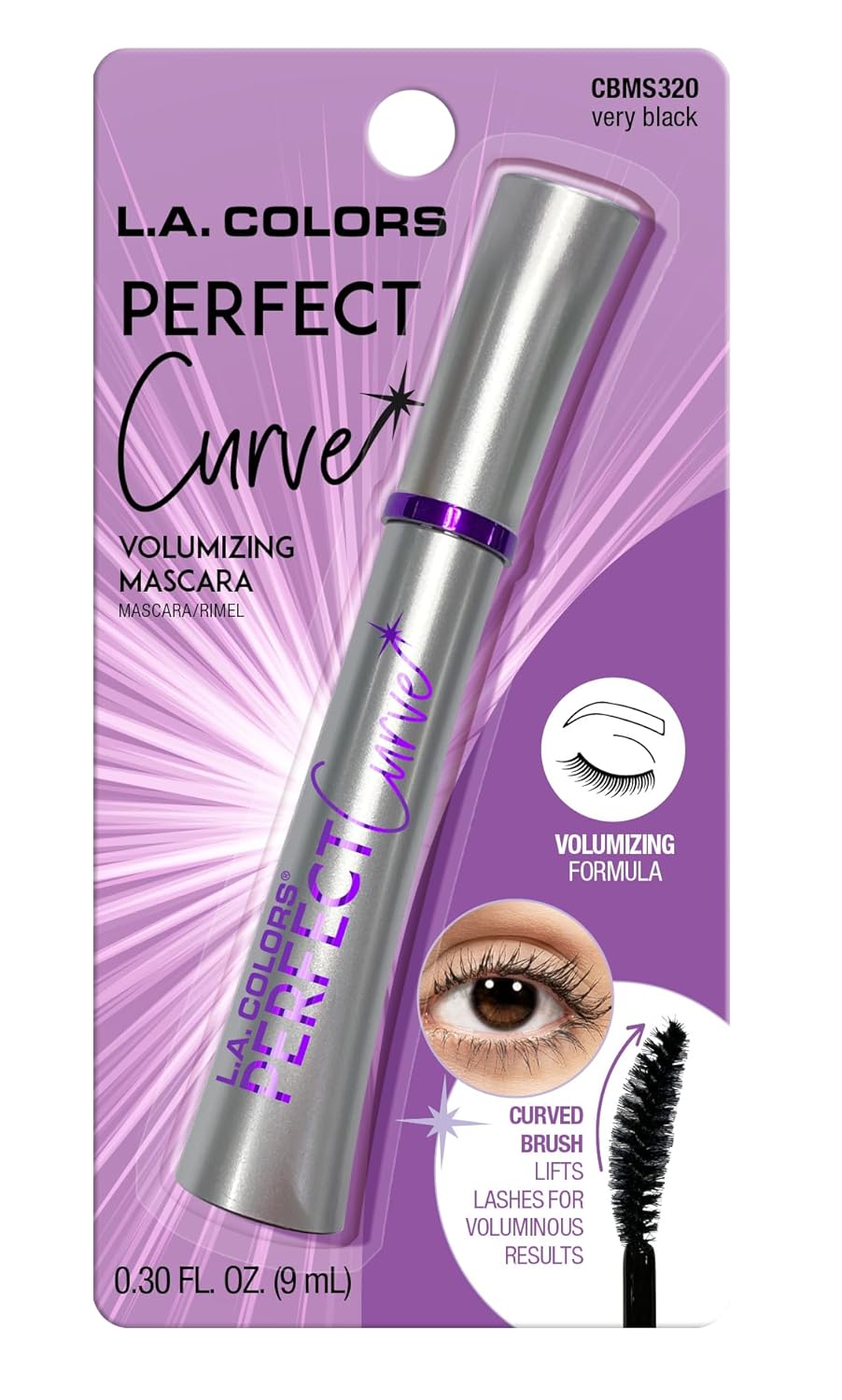 L.A. COLORS Perfect Curved Mascara (carded), Black CBMS320A