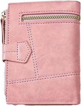 SUNGOOYUE PU Leather Women Wallet, Blocking Bifold Short Credit Card Holder with Pocket for Ladies Purse Pink