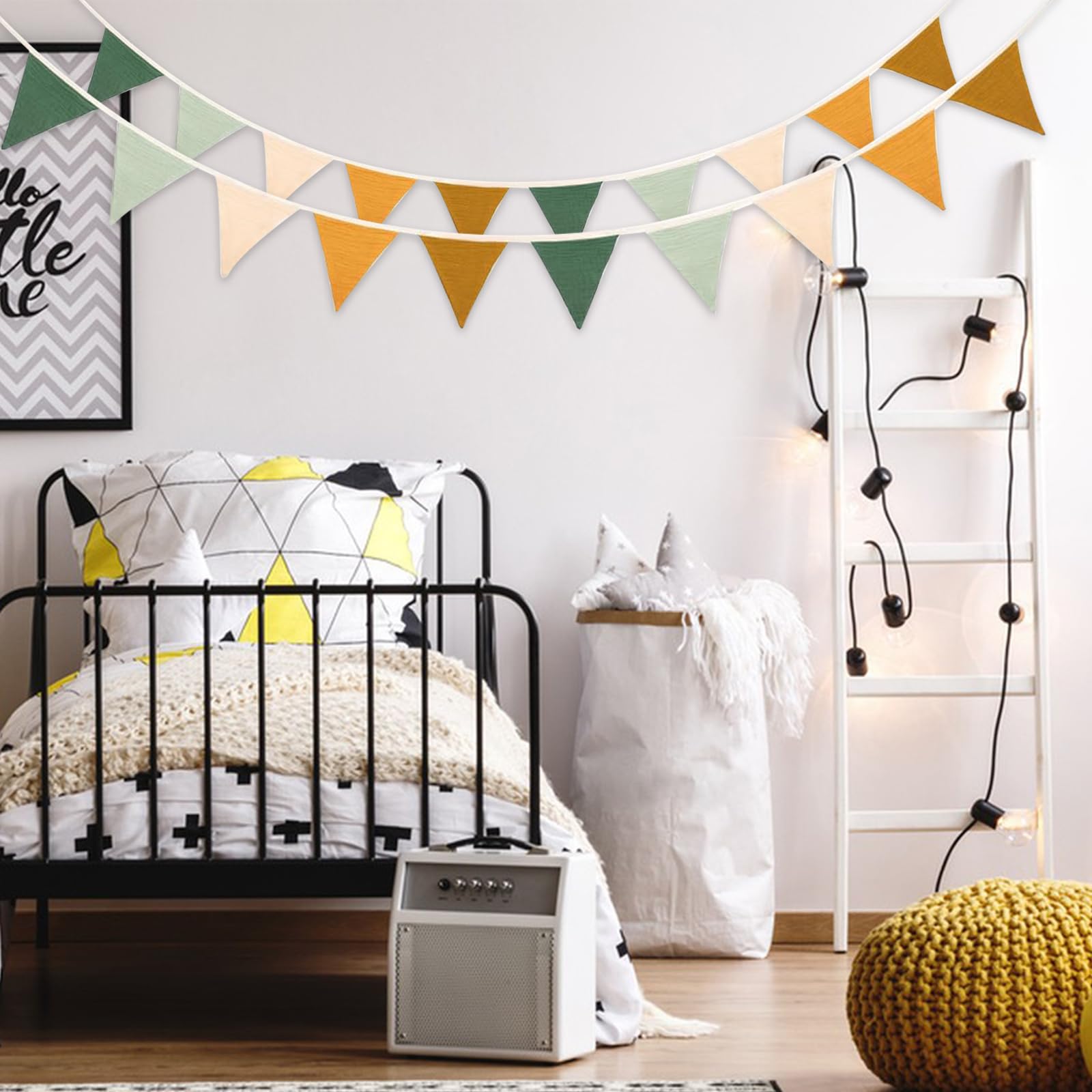 Jisrcha Guirlande De Fanions 2 Pcs - Banderole Chambre Enfant 2.6m Rouge Orangé