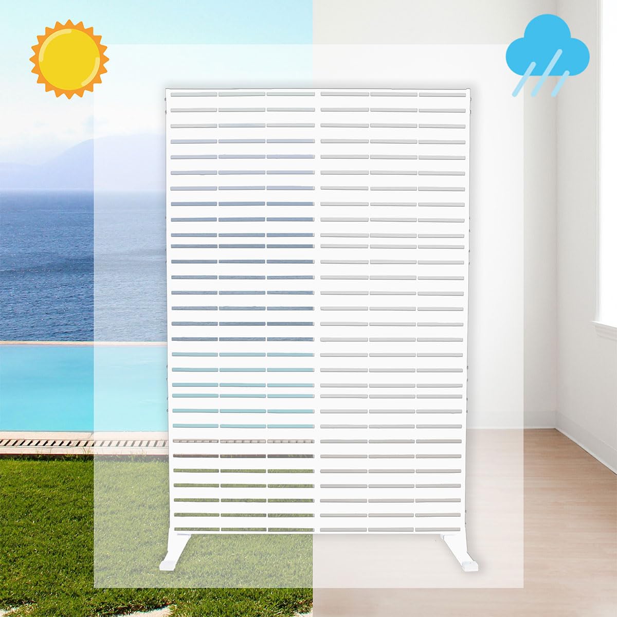 SIEDITI FUORI E DENTRO Panneau Brise-Vue Paravent métal modulaire Claustra Acier résistant intempéries Lignes Blanc