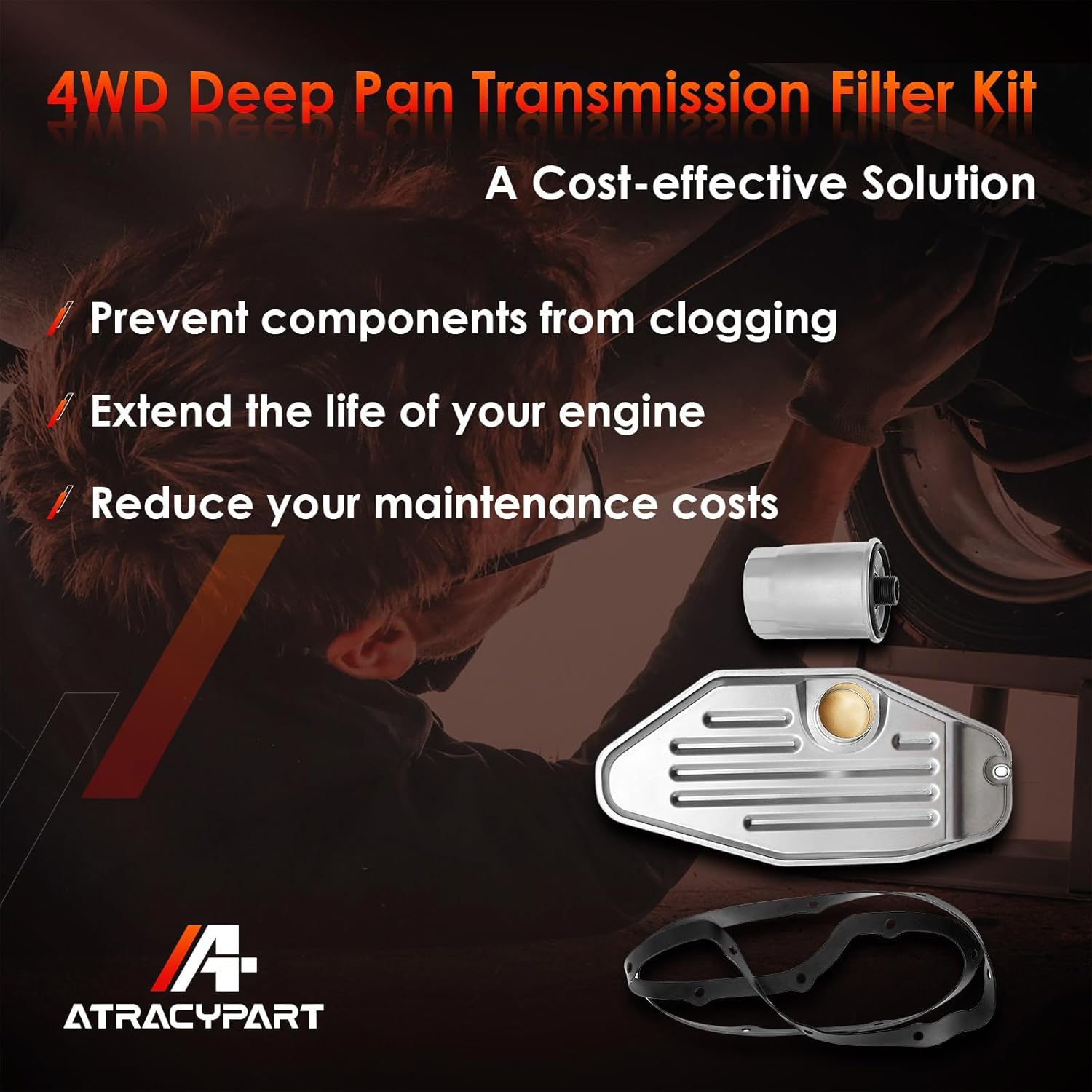 68RFE Transmission Filter Kit Deep Pan, Compatible With 1999-UP Ram, Chrysler, Dodge, Jeep, For 45RFE, 545RFE, 65RFE, 66RFE Automatic Transmission 4WD, Replace OE#: 5013470AC, 5179267AC