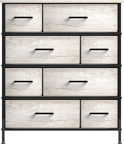 Miniatura 7 de Sorbus Cómoda de tela de 8 cajones para dormitorio, marco de acero, parte superior de madera y tela de madera sintética, baúl alto de almacenamiento