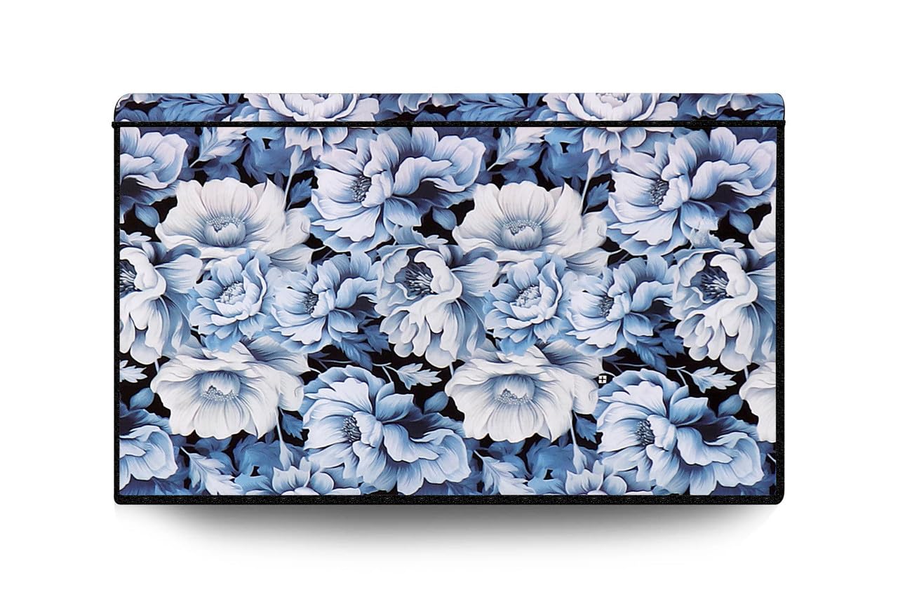 PVC 43 Inches Led Tv Cover Compatible for Xiaomai, Lg, Samsung, Redmi, Vw, TCL, Acer All Brands Models, Blue Fllower.-image-31