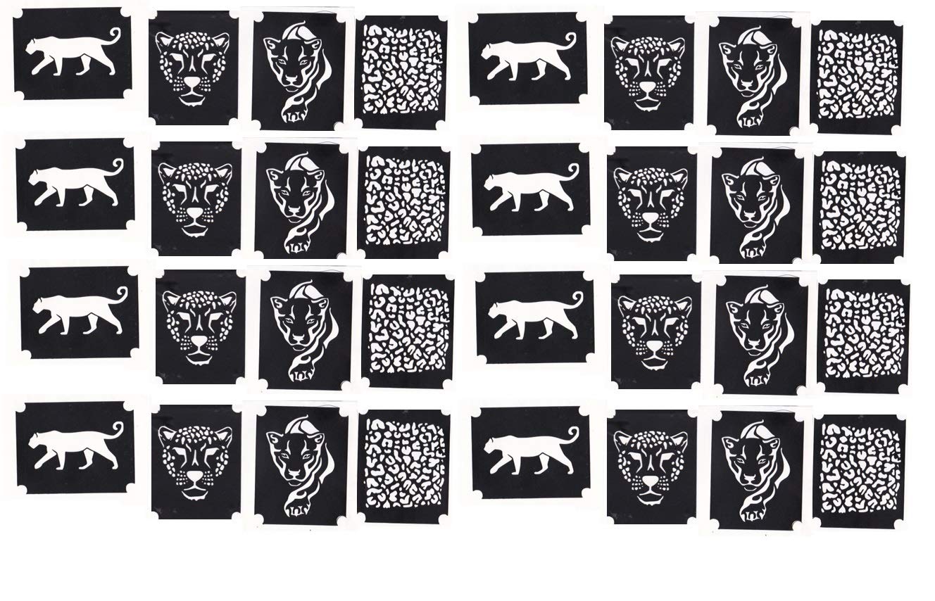 Leopard Collection (32 Leopard Glitter Tattoo Stencils)