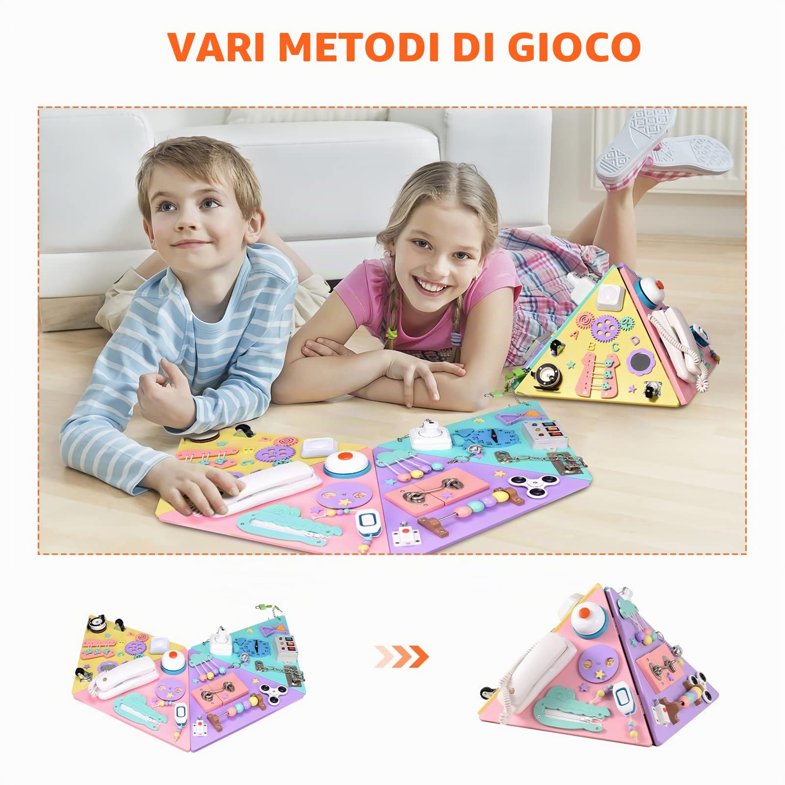 Busy Board Montessori, Tavola Montessori per Bambini di 1 2 3 Anni, Pannello Sensoriale in Legno Giocattolo Montessori per Sviluppo Abilità motorie Fini