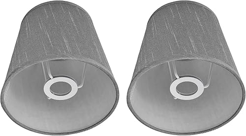 Cyrank Juego de 2 pantallas de lámpara pequeña, mini lámpara de araña para lámparas, pantalla de tela de barril para lámpara de mesa y piso (gris)