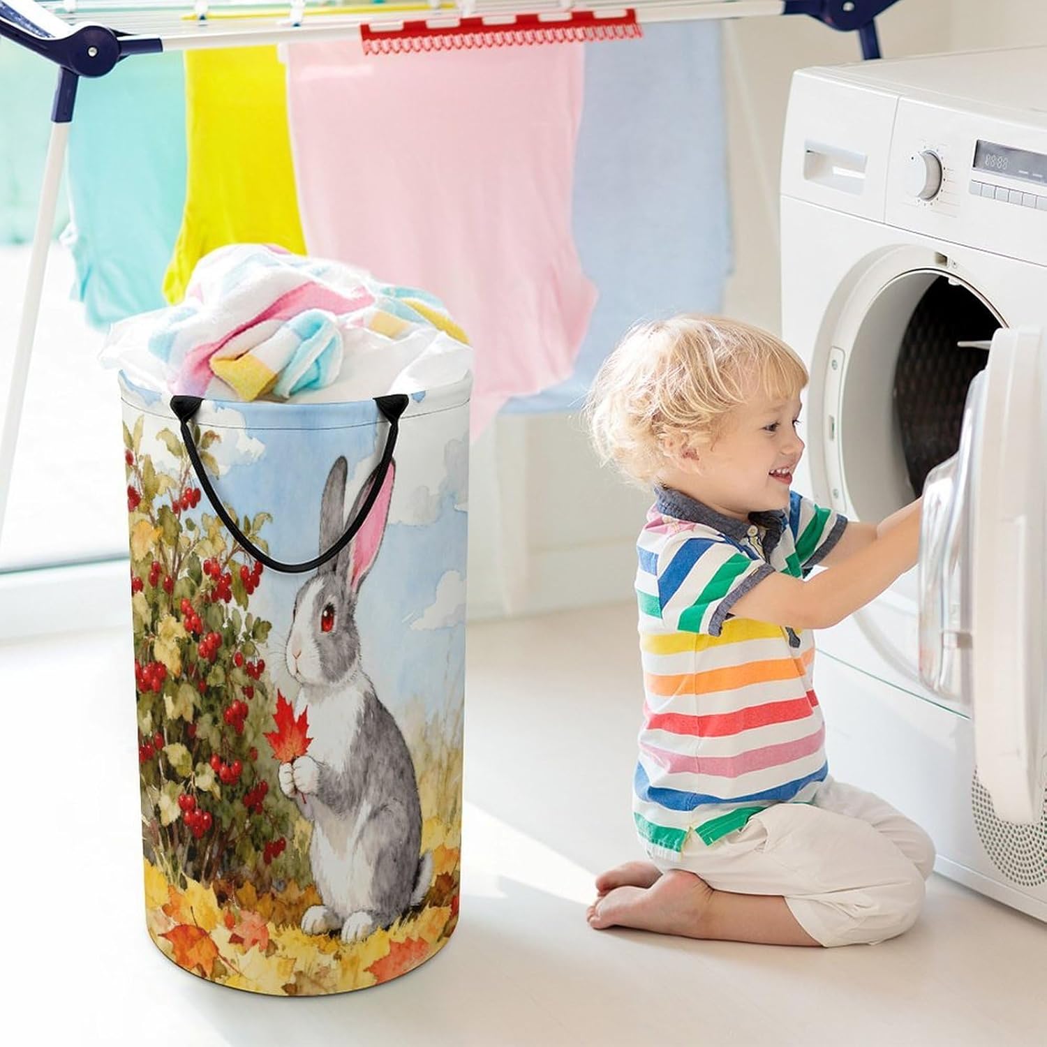 Fall Animal Laundry Hamper Portable Lightweight Clothes Hampers Fashion Dirty Laundry Storage Basket Large Capacity Foldable Clothes Baskets for Bathroom Bedroom