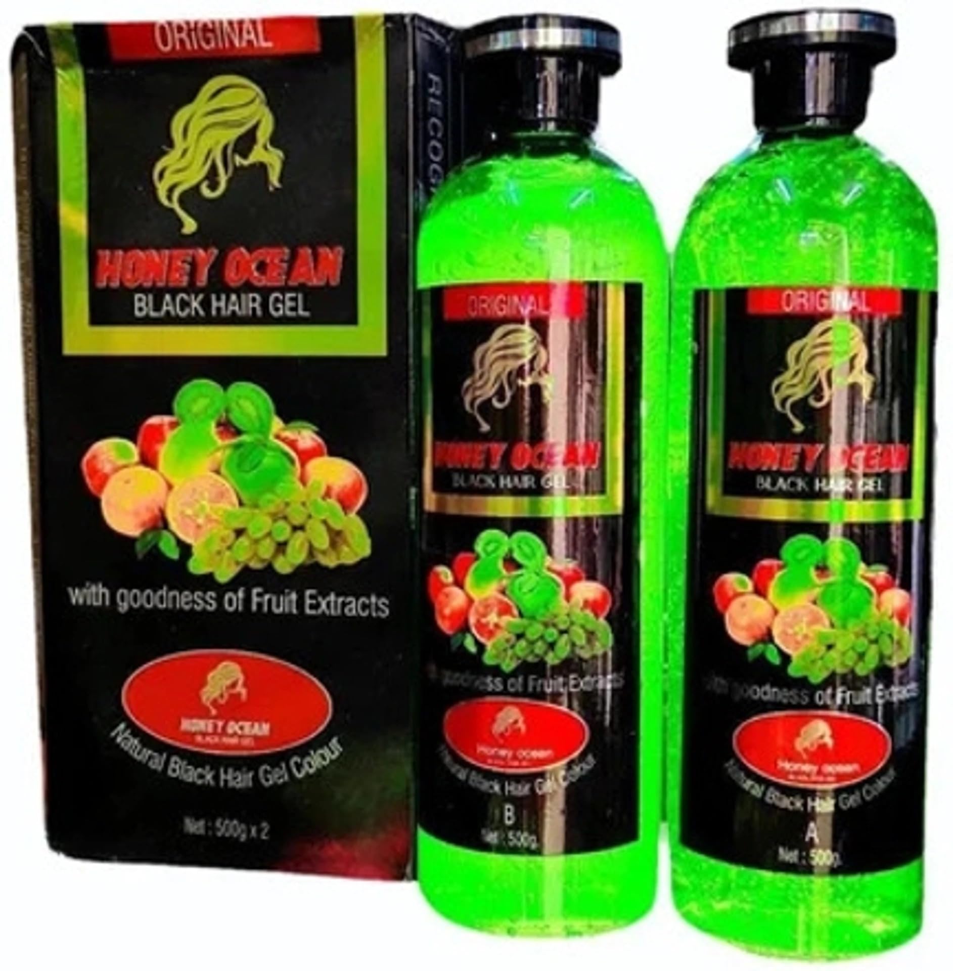 Honey Ocean Black Hair Gel with Fruit Extracts, 500g x 2 | Natural Colour, Fruit Extracts, Pack of 2, Original Formula, Hair Styling-image-18