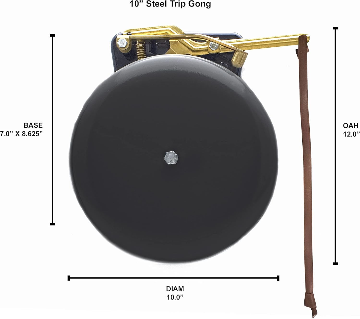 Bevin Bells Steel Trip Gong | Traditional Prize Fighter 10" Boxing Bell | Loud & Made of Steel & Brass | Boxing Training and Warning Device in One | Man Cave/Bar Accessory | Made in USA