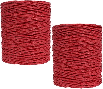 2 Pack of Natural Cotton Line Rayon Raffia Yarn Cotton Raffia Rope for Summer Sun Straw Hat Beach Bag DIY Hand Knitting Handbag 560-600 Meters/612-656 Yards