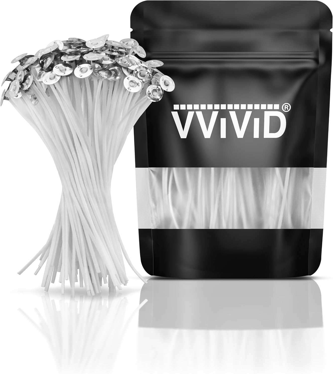 VViViD Candle Wicks, 120 pcs 6” inch, Pre-Waxed, Supplied in A Candle-Making Bag Used to Melt Wax