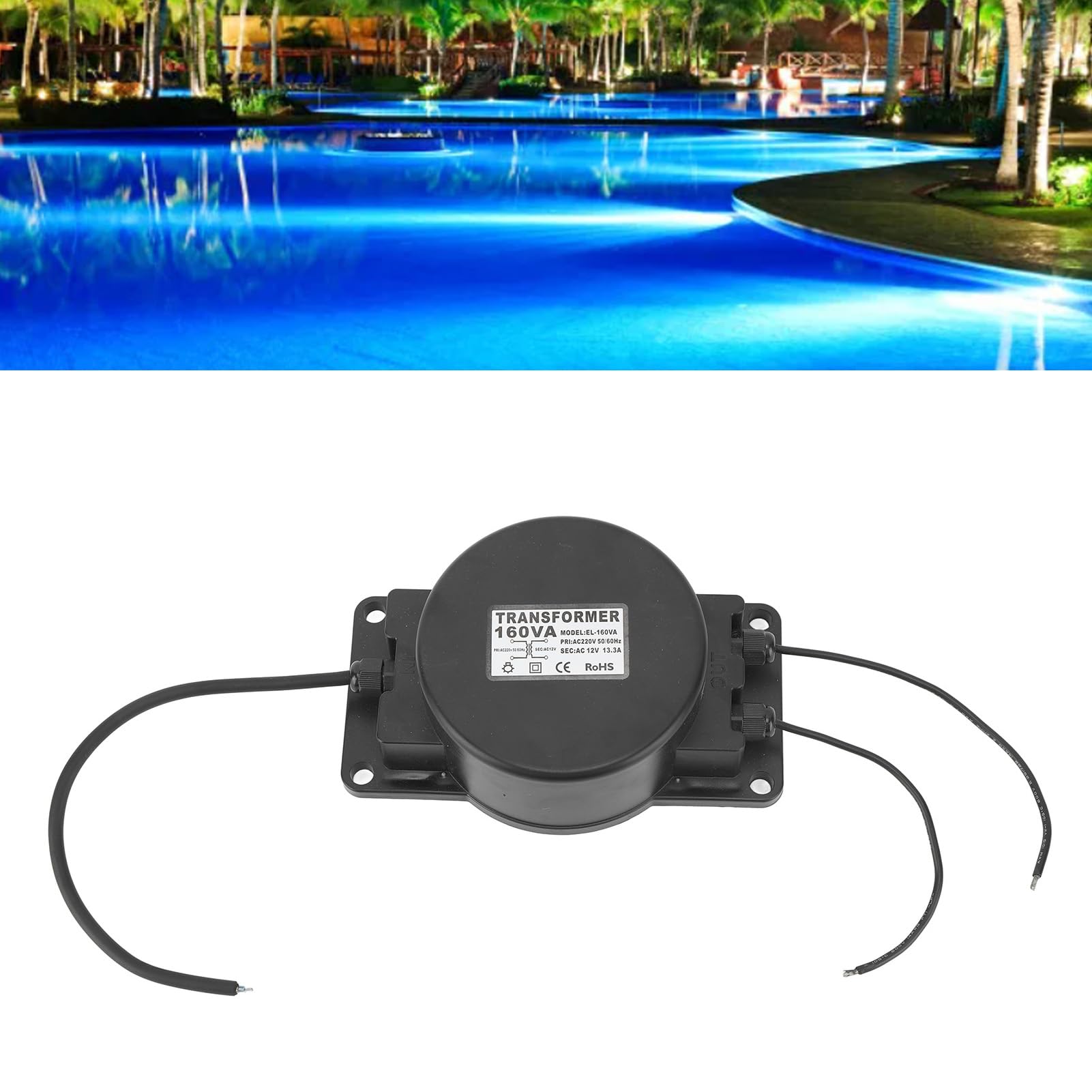 Controlador de Potencia de Transformador de 160W, 220V a 12V, IP68, Resistente Al Agua para Lámparas de bajo Voltaje, Luces Subacuáticas, Fuente de Piscina