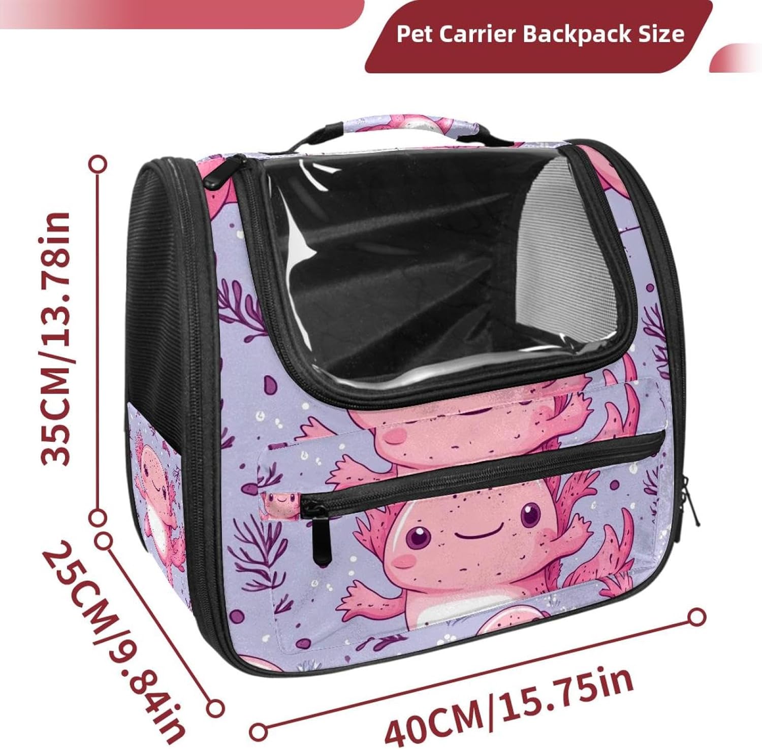 Cute Kawaii Little Axolotl (4) Traveler Backpack Pet Carriers for Cats and Dogs
