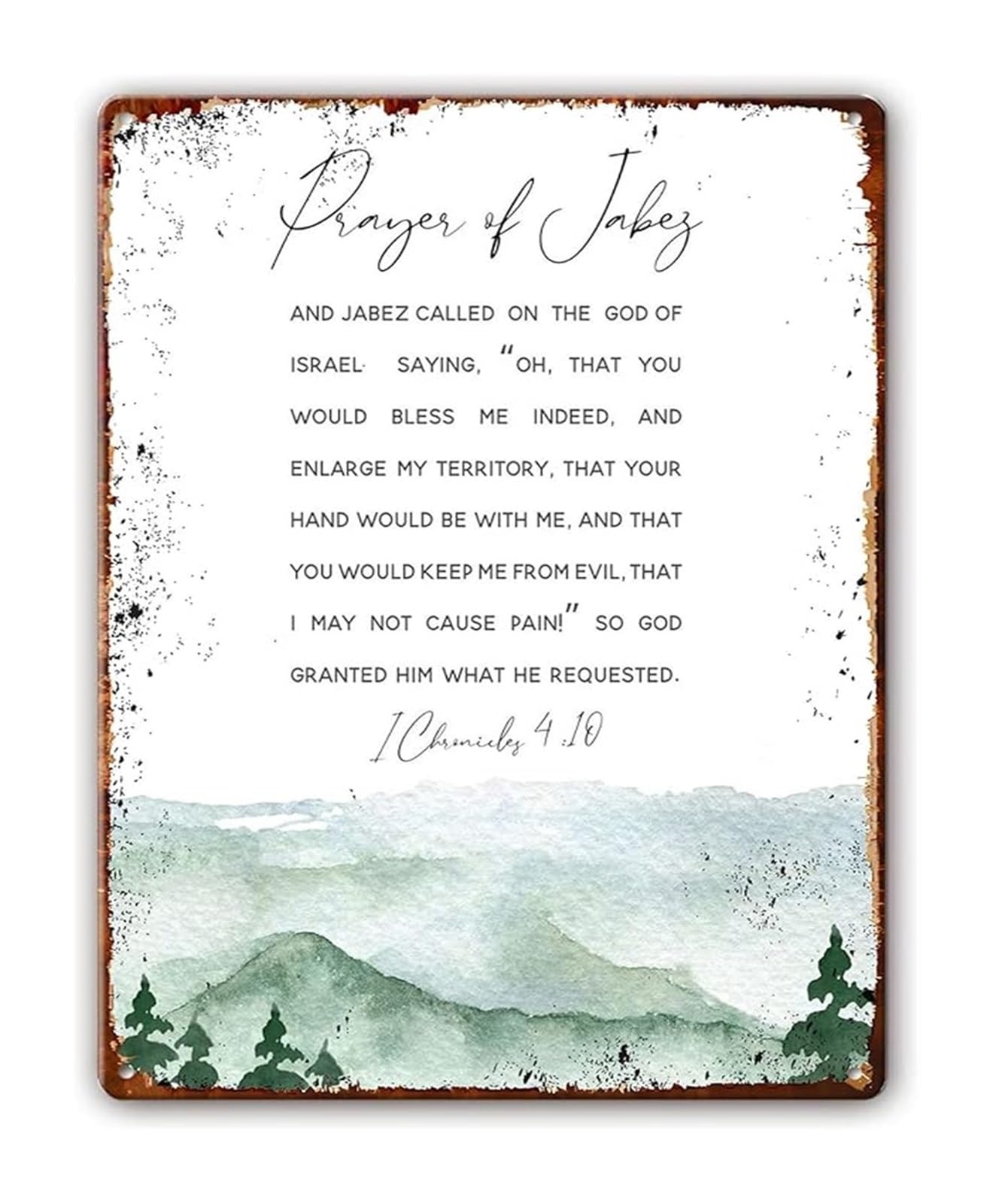 NWPNLXEA Christian Prayer of Jabez 1 Chronicles 4 10 Scripture Tin Sign Faith Based Wall Decor for Study 8 X 12 in