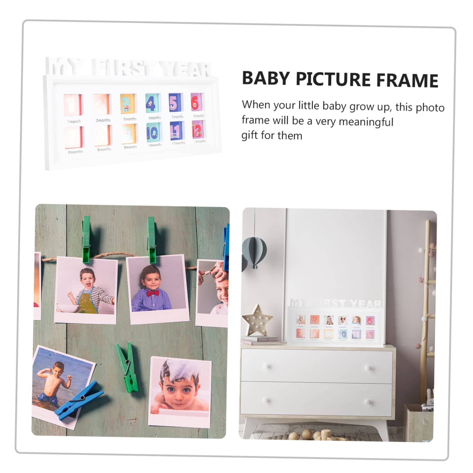 BESPORTBLE Month Growth Photo Frame Durable Picture Holder for Milestone Memories Compact Design for Organizing First Year Photos