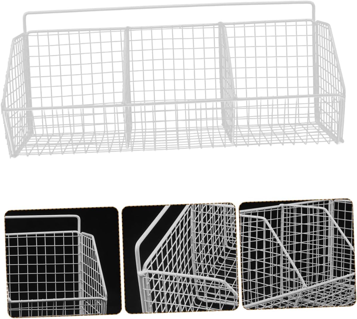 Alipis 2pcs Hanging Kitchen Storage Baskets Wall Mount Mesh Organizer with Compartments for Fruits Vegetables and Condiments Space Saving Kitchen Holder in White