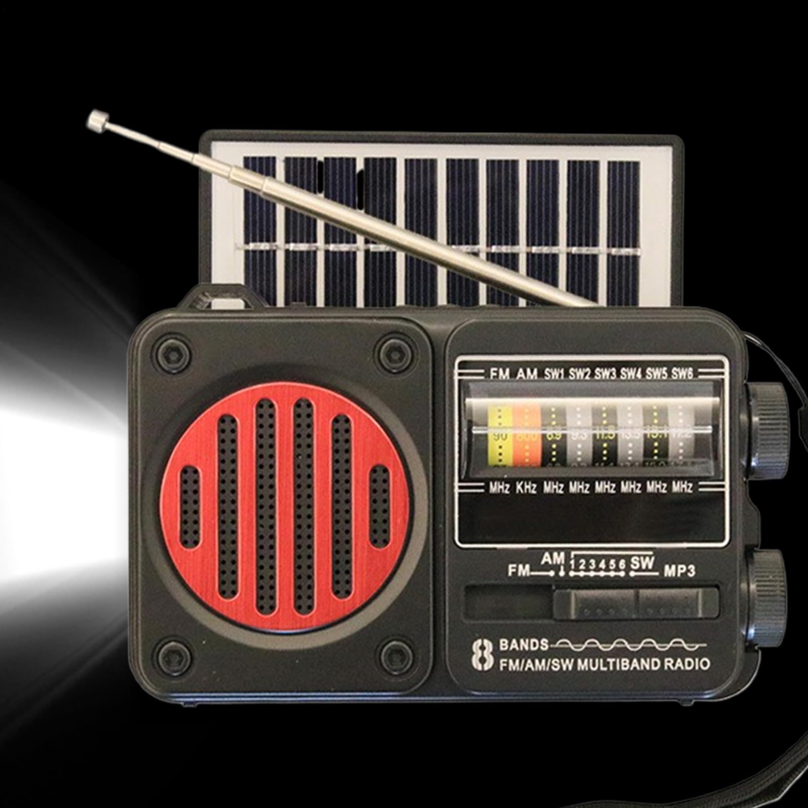 Radio a Manovella a Batteria con Torcia USB e Solare per Campeggio Sopravvivenza