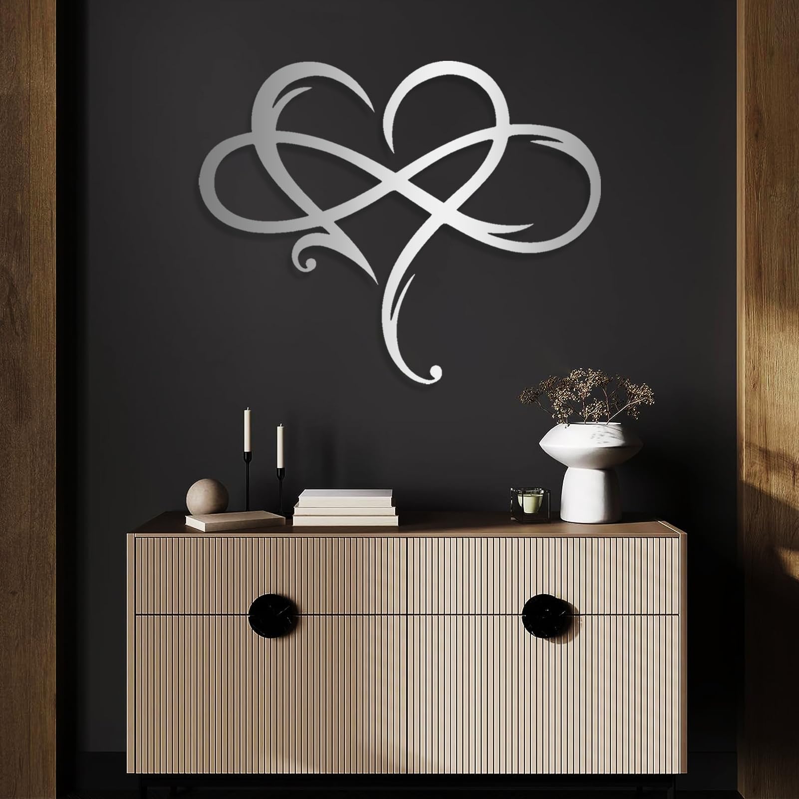 Décoration Murale Amour en Métal Cœur Infini pour Célébrer l'Union