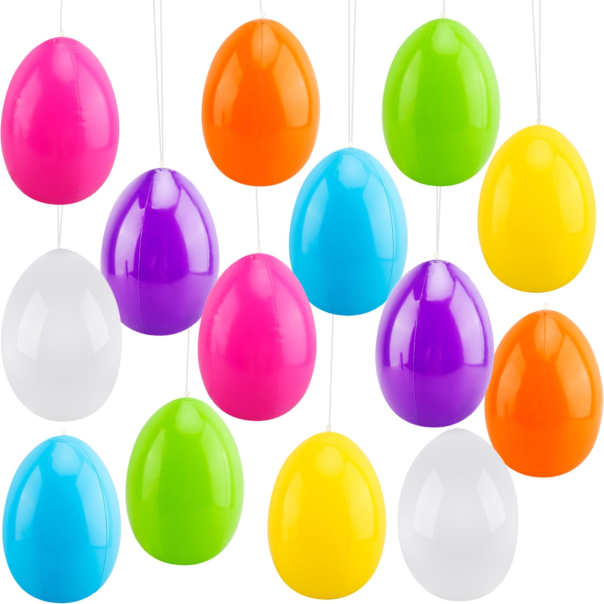 14 Pack 16 Inch Easter Inflatables Eggs Large Blow Up Easter Decor Colorful Eggs Inflatable Ornaments Set for Indoor Outdoor Events Yards Malls Hunts