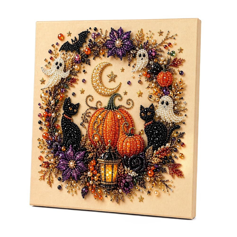 Adult Halloween DIY Pearl Art Set Spooky Cute 3D Painting Craft for Seasona