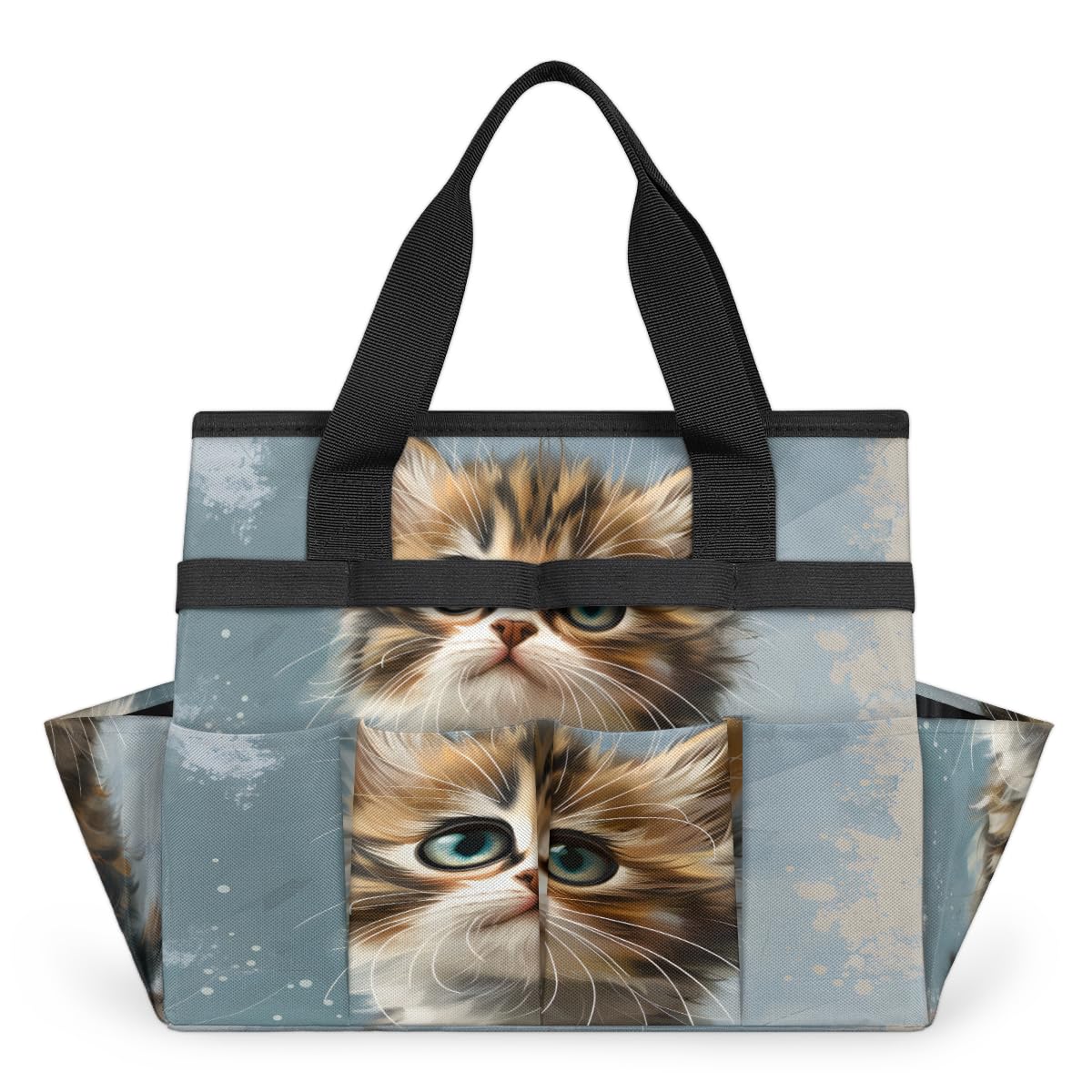 Adornori Cat Garden Tool Bag Organizer Heavy Duty Cute Gardening Tote Bag with 10 Pockets for Women Men Gardening Gifts