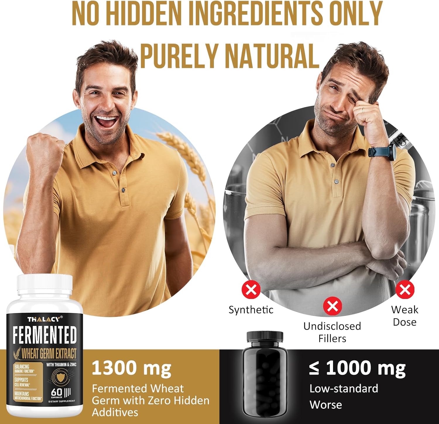 Spermidine Supplements 13mg - 1300mg Wheat Germ Extract Capsules Potent Formula with Higher Spermidine Content and Zinc for Healthy Aging, Daily Immune System and Cell Renewal, 60 Capsules - Image 3