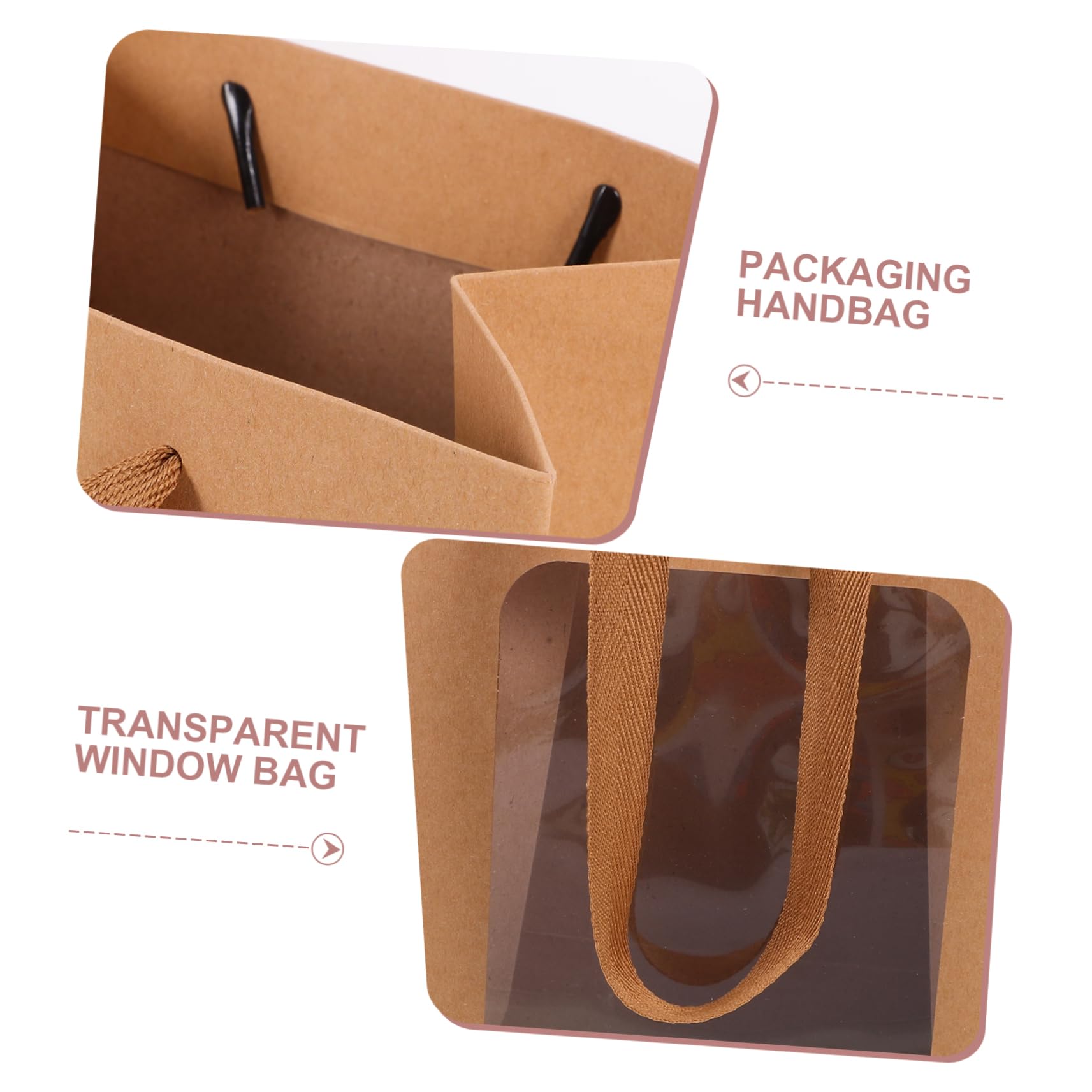 WRITWAA Sacchetti Regalo e Portatili 12 Pezzi con Finestra Trasparente in Carta Kraft e Manici Leggeri per Feste e Confezioni Regalo