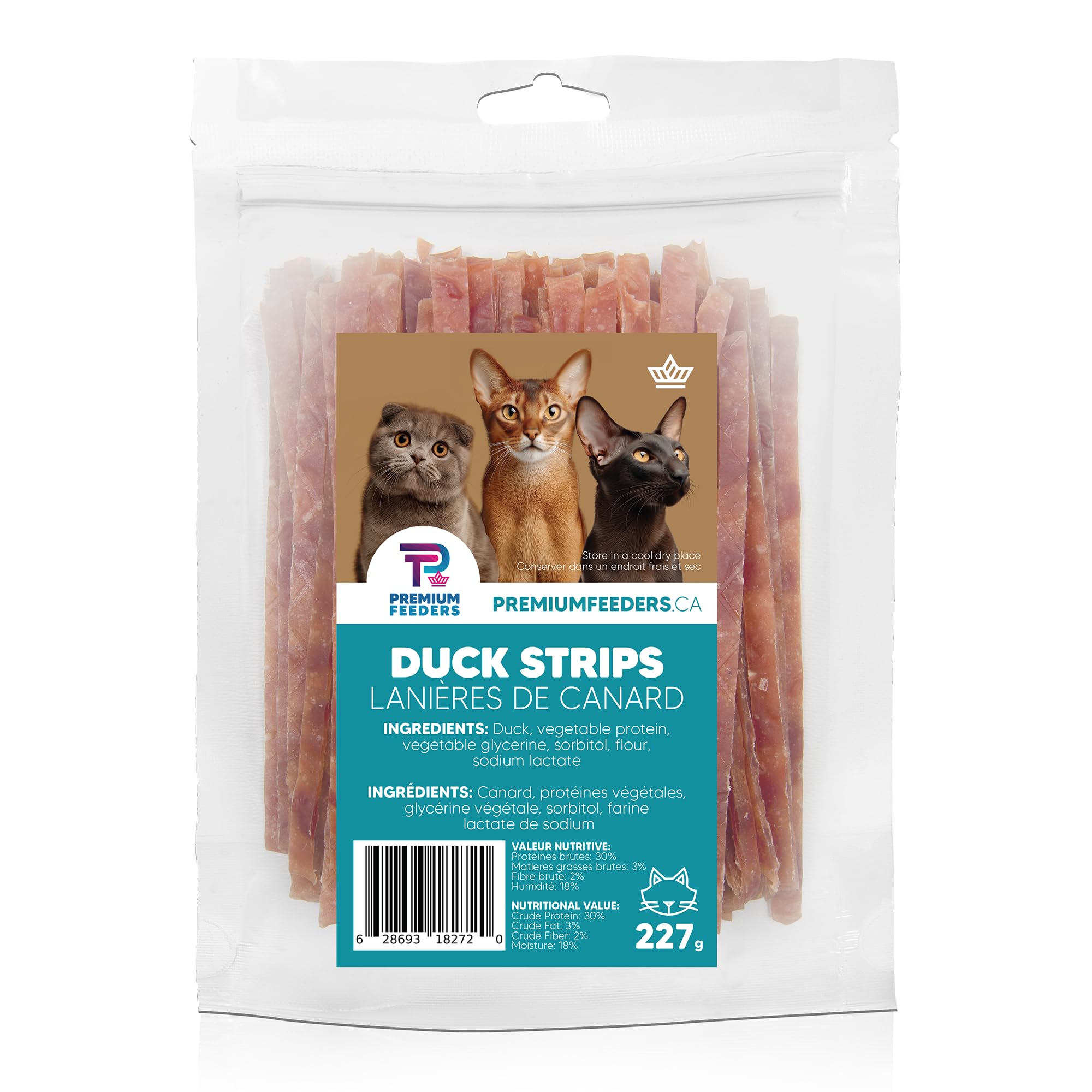 Premium Feeders Duck Strips for Cats 227g – Natural Cat Treats, Soft & Chewy Hypoallergenic Delicious High Protein Snack for Kittens & Adult Cats, Training Rewards & Daily Treat - Made with Real Duck - 3