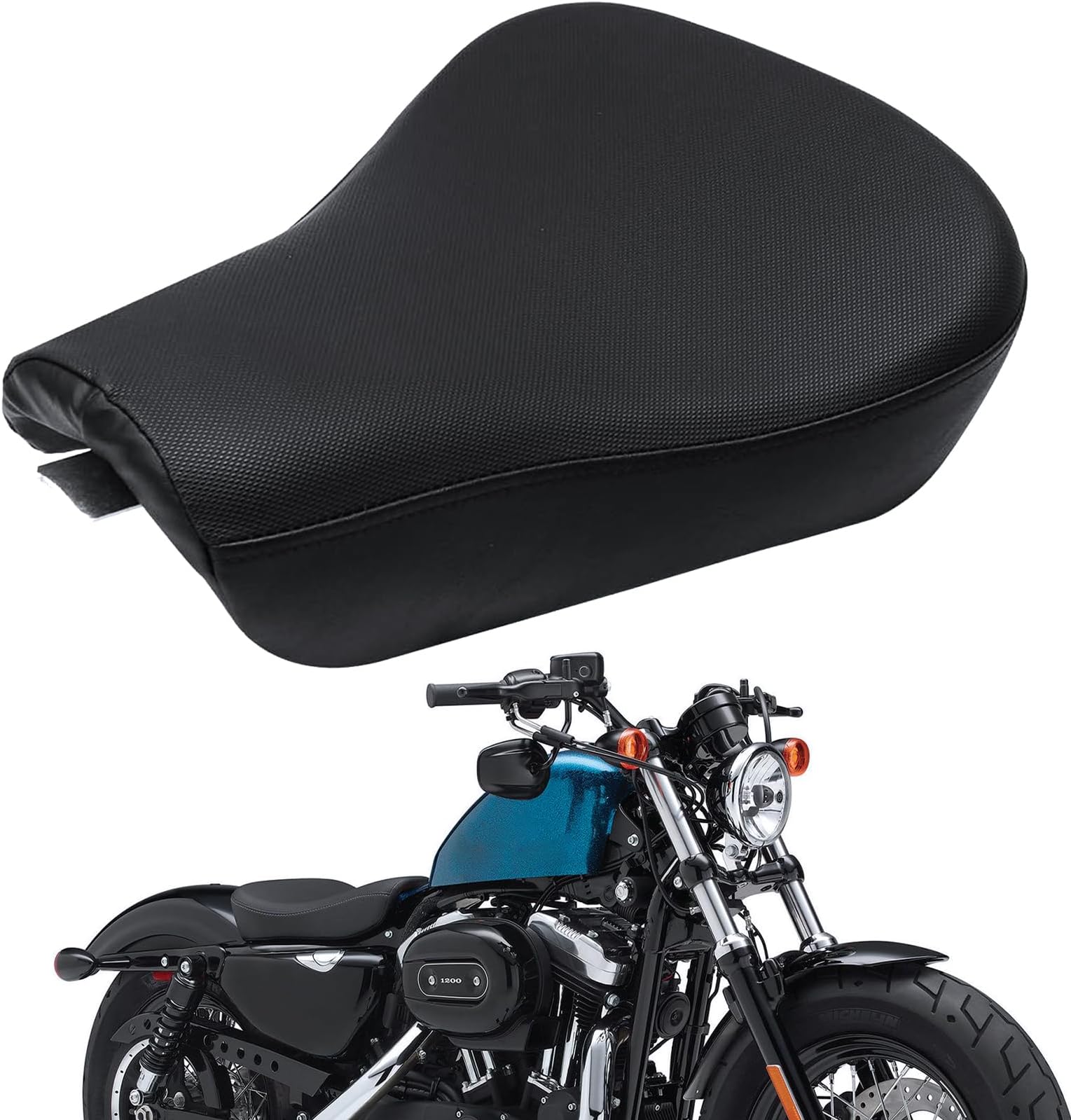 Front Driver Solo Seat for 2010-Up Sportster XL, Motorcycle Rider Seat Cushion for Harley Davidson Iron 883 1200 Forty-Eight 48 Special Seventy-Two 72 SuperLow Roadster Custom XL883 XL1200 Accessories