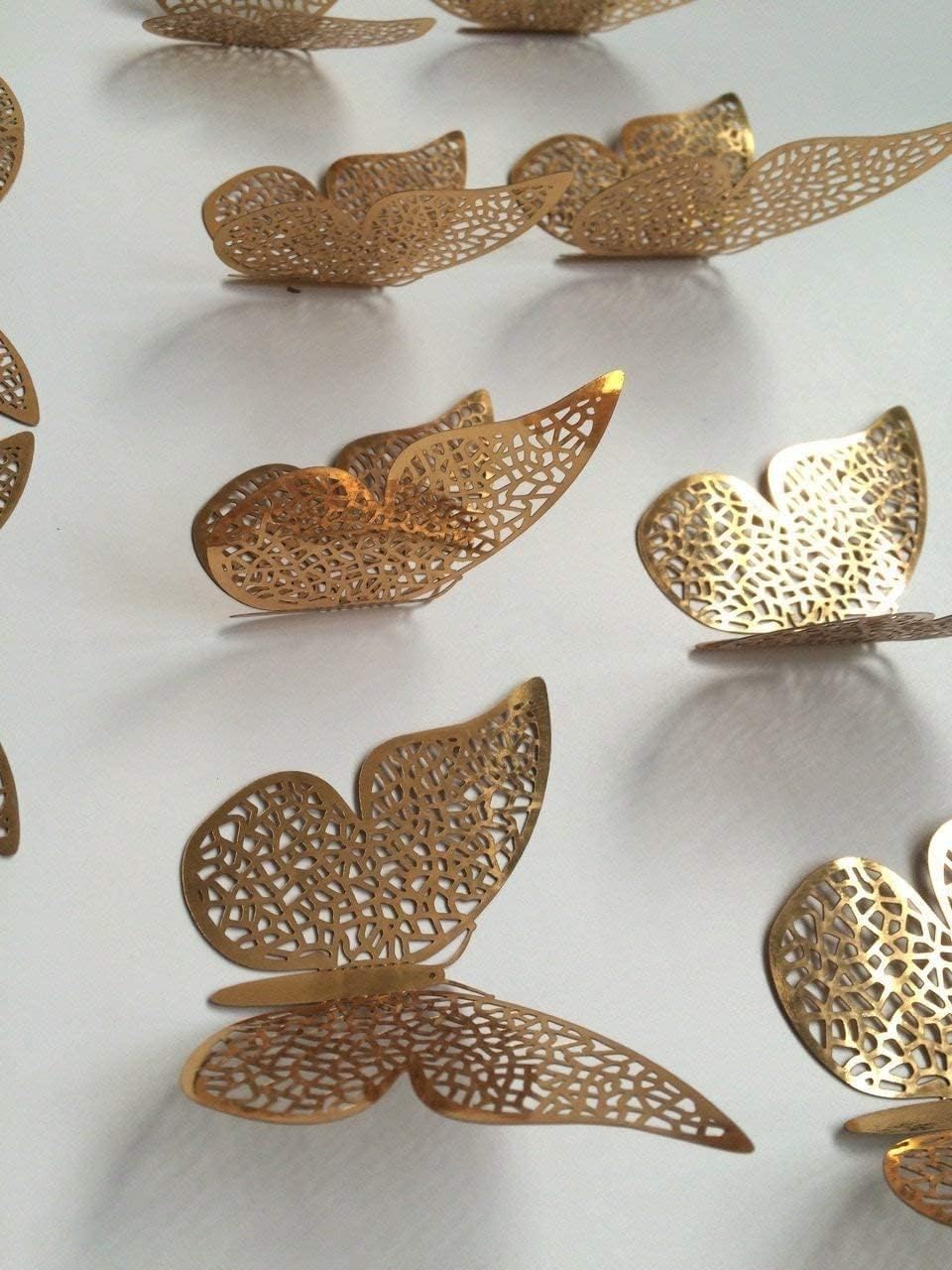 cartxomy 3D Shimmer Gold Butterfly Decorations Wall Decor for Home Party Living Room Classroom Baby’s Kids Bedroom Decor Stickers (12 PCS) 2